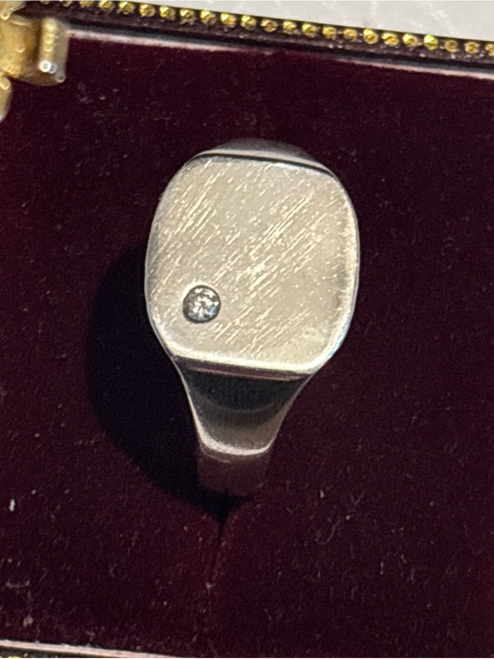 Unique man’s Vintage Silver 925 Signet Ring with Single real diamond, size 9 - Picture 2 of 6